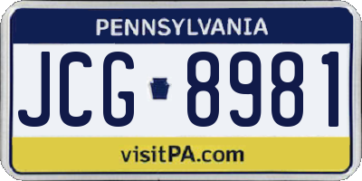 PA license plate JCG8981