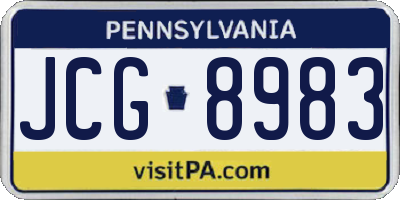 PA license plate JCG8983