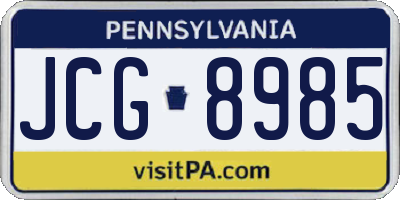 PA license plate JCG8985