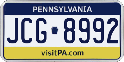 PA license plate JCG8992