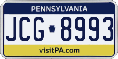 PA license plate JCG8993
