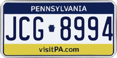 PA license plate JCG8994