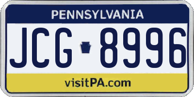 PA license plate JCG8996