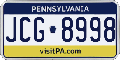 PA license plate JCG8998