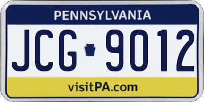 PA license plate JCG9012