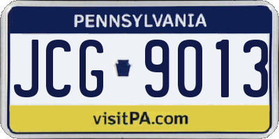 PA license plate JCG9013