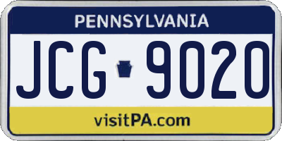 PA license plate JCG9020