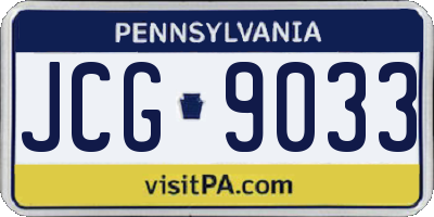 PA license plate JCG9033