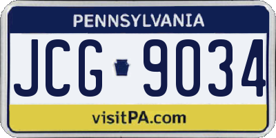 PA license plate JCG9034