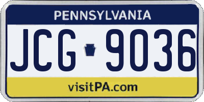 PA license plate JCG9036