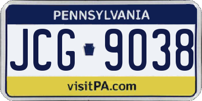 PA license plate JCG9038