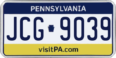 PA license plate JCG9039