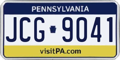 PA license plate JCG9041