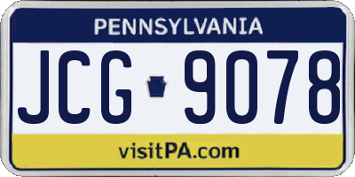 PA license plate JCG9078