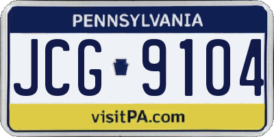 PA license plate JCG9104