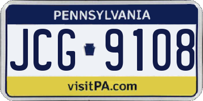 PA license plate JCG9108