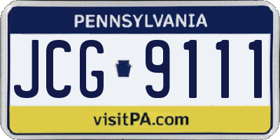 PA license plate JCG9111