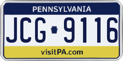 PA license plate JCG9116