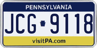 PA license plate JCG9118