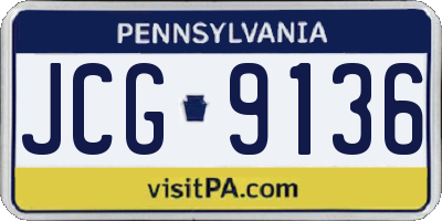 PA license plate JCG9136