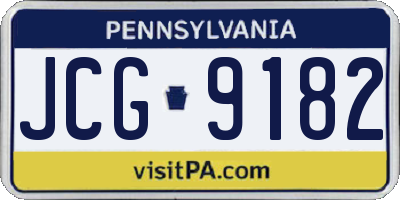 PA license plate JCG9182