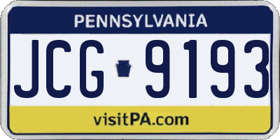 PA license plate JCG9193