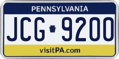 PA license plate JCG9200