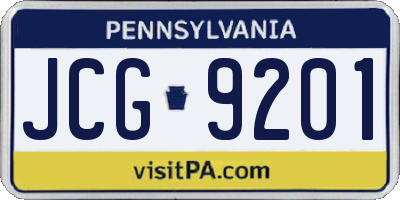 PA license plate JCG9201