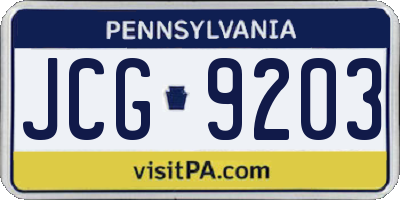 PA license plate JCG9203