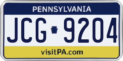 PA license plate JCG9204