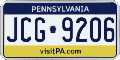 PA license plate JCG9206