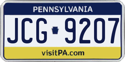 PA license plate JCG9207