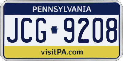 PA license plate JCG9208