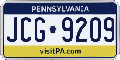 PA license plate JCG9209