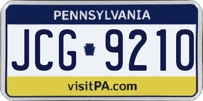 PA license plate JCG9210