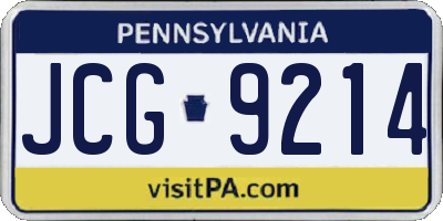 PA license plate JCG9214