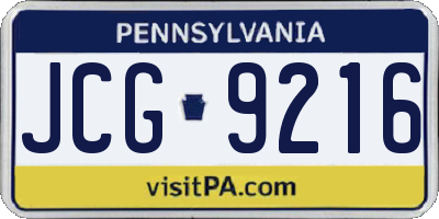 PA license plate JCG9216