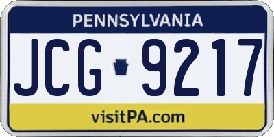 PA license plate JCG9217
