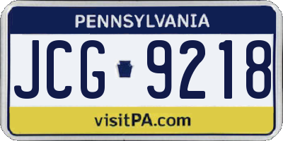 PA license plate JCG9218