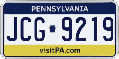PA license plate JCG9219