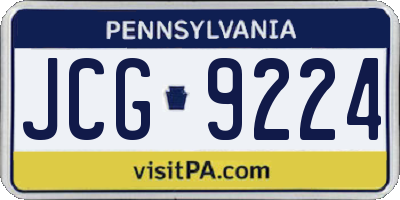 PA license plate JCG9224