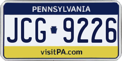 PA license plate JCG9226