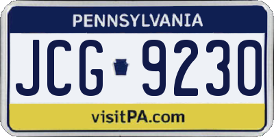 PA license plate JCG9230