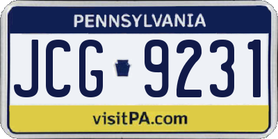 PA license plate JCG9231