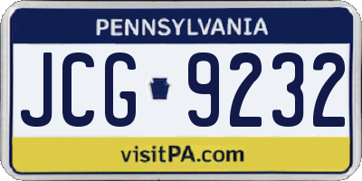 PA license plate JCG9232