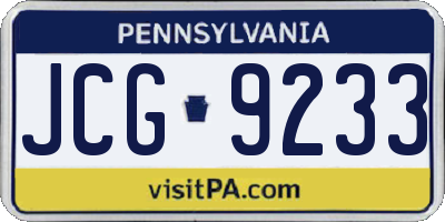 PA license plate JCG9233