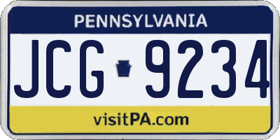PA license plate JCG9234