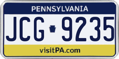 PA license plate JCG9235