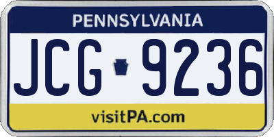 PA license plate JCG9236