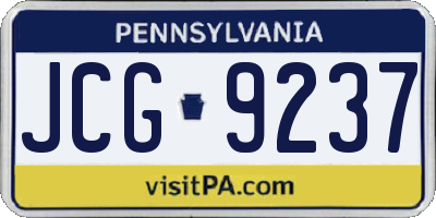 PA license plate JCG9237
